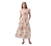 GAP Womens Short Sleeve Smocked Midi Dress, Garden Multi Floral, M