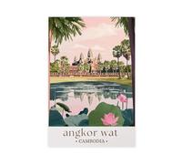 GAPAT Angkor Wat Cambodia Travel Poster Ancient Temple Art Southeast Asia Print Historic Architecture Decor Travel Gift Canvas Poster Bedroom Office Room Decor Gift Yellow Unframe 16x