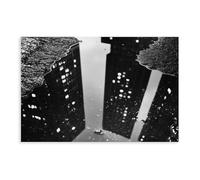 GAPAT City Puddle Reflection Print Black And White Street Canvas Poster Wall Art Paintings for Living Room Bedroom Decoration Yellow Unframe 24x36inch