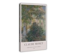 GAPAT Claude Monet S Garden at Argenteuil Print_ Framed Antique Oil Painting Canvas Poster Wall Art Paintings for Living Room Bedroom Decoration Yellow Frame 24x36inch