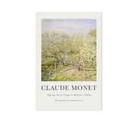 GAPAT Claude Monet Spring Fruit Trees in Bloom Vintage Poster Wall Art Print Flower Garden Colorful Floral Botanical Canvas Poster Wall Art Paintings for Living Room Bedroom Decoratio