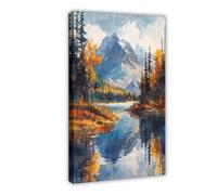 GAPAT Denali National Park Watercolor Painting Alaska Bear Art Print Canvas Poster Wall Art Paintings for Living Room Bedroom Decoration Frame: 16x24inch(40x60cm)