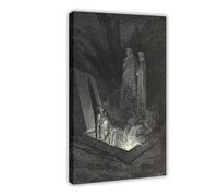 GAPAT Dore Woodcut Divine Comedy by Gustave Dore Vintage Poster Black And White Dante Alighieri Vergil Canvas Poster Bedroom Office Room Decor Gift Frame: 16x24inch(40x60cm)