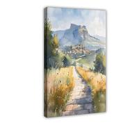 GAPAT Edinburgh Watercolor Print Arthur's Seat, Scotland Landscape Art Canvas Poster Wall Art Paintings for Living Room Bedroom Decoration Frame: 24x36inch(60x90cm)