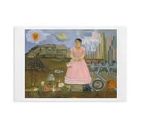 GAPAT Frida Kahlo Self Portrait on The Border With Mexico Print Gallery Wall Decor Canvas Poster Bedroom Office Room Decor Gift Yellow Unframe 20x30inch
