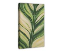 GAPAT Georgia Posters O'keeffe Inspired Green Leaf Art Print Modern Botanical Poster Canvas Poster Bedroom Office Room Decor Gift Yellow Frame 24x36inch