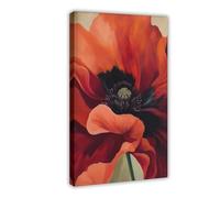 GAPAT Georgia Posters O'keeffe Poppy Print Red Floral Poster, Modern Botanical Wall Art Canvas Poster Wall Art Paintings for Living Room Bedroom Decoration Frame 16x24inch(40x60cm)