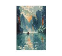 GAPAT Ha Long Bay Watercolor Painting Vietnam Sunset Travel Art Canvas Poster Wall Art Paintings for Living Room Bedroom Decoration Unframe: 12x18inch(30x45cm)