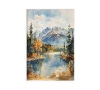 GAPAT Jasper National Park Watercolor Painting Canada Travel Art Poster Canvas Poster Bedroom Office Room Decor Gift Unframe: 16x24inch(40x60cm)