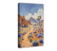GAPAT Joshua Tree National Park Watercolor Art Print Desert Landscape Poster Canvas Poster Wall Art Paintings for Living Room Bedroom Decoration Frame: 12x18inch(30x45cm)