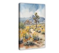 GAPAT Joshua Tree National Park Watercolor Print Desert Landscape Art Canvas Poster Wall Art Paintings for Living Room Bedroom Decoration Frame: 12x18inch(30x45cm)