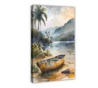 GAPAT Lake Victoria Watercolor Painting Uganda Travel Art Poster Canvas Poster Wall Art Paintings for Living Room Bedroom Decoration Frame: 12x18inch(30x45cm)