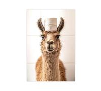 GAPAT Llama With A Toilet Paper Roll on Head, Funny Bathroom Wall Art Print, Cute Laundry Room Decor, Animal Humor Photo Canvas Poster Wall Art Paintings for Living Room Bedroom Decor
