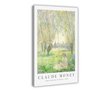 GAPAT Monet Spring Woman Seated Under The Willows Vintage Poster Wall Art Print Claude Monet Canvas Poster Bedroom Office Room Decor Gift Frame 12x18inch(30x45cm)