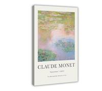 GAPAT Monet Water Lilies Nympheas Museum Vintage Poster Print Colorful Claude Monet Wall Art Flower Pond Canvas Poster Bedroom Office Room Decor Gift Frame 24x36inch(60x90cm)