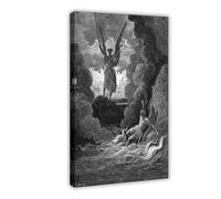 GAPAT Satan And Beelzebub -Gustave Dore, Forthwith Upright He Rears from Off The Pool His Mighty Stature Canvas Poster Bedroom Office Room Decor Gift Frame: 16x24inch(40x60cm)