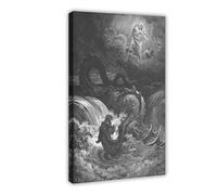 GAPAT The Destruction of Leviathan by Gustave Dore Vintage Poster Realism Black And White Art Canvas Poster Bedroom Office Room Decor Gift Frame: 16x24inch(40x60cm)