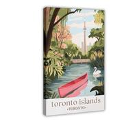 GAPAT Toronto Islands Print Waterfront Cityscape Poster Scenic Nature Art Canada Travel Decor Canvas Poster Bedroom Office Room Decor Gift Yellow Frame 16x24inch