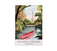 GAPAT Toronto Islands Print Waterfront Cityscape Poster Scenic Nature Art Canada Travel Decor Canvas Poster Bedroom Office Room Decor Gift Yellow Unframe 16x24inch