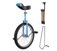 gapino Unicycle 20 Inch Height Adjustable Single Wheel Bike with Stand and Air Pump, Anti Slip Tire Balance Training for Kids Teens Adults Outdoor Sports Cycling Blue