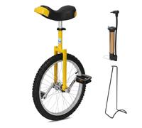 gapino Unicycle 20 Inch One Wheel Unicycle Height-adjustable Onlyone Unicycles with Parking Stand Skidproof Mountain Tire Balance Cycling Exercise, Yellow
