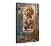 GAPKJGTS Apricot Poodle on The Toilet Canvas Poster Bedroom Decor Landscape Office Room Decor Gift 24x36inch(60x90cm)