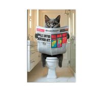 GAPKJGTS British Shorthair Cat Sitting on The Toilet And Reading Canvas Poster Wall Art Decor Print Picture Paintings for Living Room Bedroom Decoration 08x12inch(20x30cm)