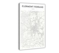 GAPKJGTS Clermont-Ferrand Map France Canvas Poster Wall Art Decor Print Picture Paintings for Living Room Bedroom Decoration 24x36inch(60x90cm)