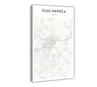 GAPKJGTS Cluj-Napoca Map Romania Travel Canvas Poster Wall Art Decor Print Picture Paintings for Living Room Bedroom Decoration 20x30inch(50x75cm)