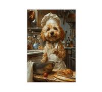 GAPKJGTS Cockapoo As A Cook in The Kitchen Canvas Poster Wall Art Decor Print Picture Paintings for Living Room Bedroom Decoration 20x30inch(50x75cm)