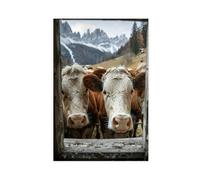 GAPKJGTS Cow Window Moody Style Canvas Poster Wall Art Decor Print Picture Paintings for Living Room Bedroom Decoration 24x36inch(60x90cm)