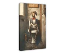 GAPKJGTS German Shorthair Pointer Sitting on The Toilet Canvas Poster Wall Art Decor Print Picture Paintings for Living Room Bedroom Decoration 08x12inch(20x30cm)