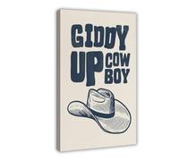 GAPKJGTS Giddy Up Cowboy Western Hat Canvas Poster Wall Art Decor Print Picture Paintings for Living Room Bedroom Decoration 08x12inch(20x30cm)