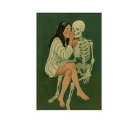 GAPKJGTS Girl Whispering to Skeleton Canvas Poster Wall Art Decor Print Picture Paintings for Living Room Bedroom Decoration 08x12inch(20x30cm)