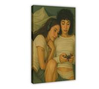GAPKJGTS Intimate Girls Listening Canvas Poster Wall Art Decor Print Picture Paintings for Living Room Bedroom Decoration 20x30inch(50x75cm)