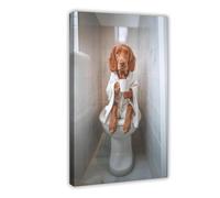 GAPKJGTS Irish Red Setter on Toilet Drinking Coffee Canvas Poster Bedroom Decor Landscape Office Room Decor Gift 24x36inch(60x90cm)
