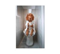 GAPKJGTS Irish Red Setter on Toilet Drinking Coffee Canvas Poster Wall Art Decor Print Picture Paintings for Living Room Bedroom Decoration 08x12inch(20x30cm)