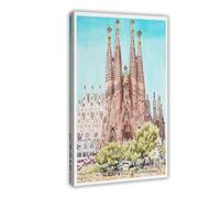 GAPKJGTS La Sagrada Familia Barcelona Spain Canvas Poster Bedroom Decor Landscape Office Room Decor Gift 08x12inch(20x30cm)