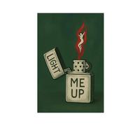 GAPKJGTS Light Me Up Retro Lighter Illustration with Flame Woman Canvas Poster Wall Art Decor Print Picture Paintings for Living Room Bedroom Decoration 12x18inch(30x45cm)