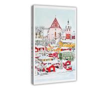 GAPKJGTS Porvoo Finland Landscape Watercolor Canvas Poster Bedroom Decor Landscape Office Room Decor Gift 12x18inch(30x45cm)