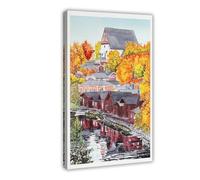 GAPKJGTS Porvoo Finland Watercolor Landscape Canvas Poster Wall Art Decor Print Picture Paintings for Living Room Bedroom Decoration 16x24inch(40x60cm)