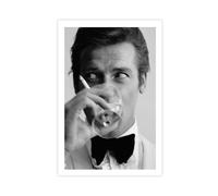 GAPKJGTS Roger Moore Shaken Not Stirred Martini Canvas Poster Bedroom Decor Landscape Office Room Decor Gift 08x12inch(20x30cm)