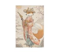 GAPKJGTS Samurai Cowboy Fox Elegant Fantasy Western Canvas Poster Wall Art Decor Print Picture Paintings for Living Room Bedroom Decoration 20x30inch(50x75cm)