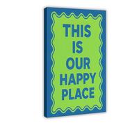 GAPKJGTS This Is Our Happy Place Vibrant Blue Canvas Poster Wall Art Decor Print Picture Paintings for Living Room Bedroom Decoration 20x30inch(50x75cm)