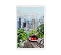 GAPKJGTS Victoria Peak Hong Kong Watercolor China Canvas Poster Bedroom Decor Landscape Office Room Decor Gift 12x18inch(30x45cm)
