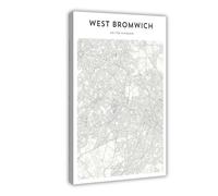 GAPKJGTS West Bromwich Map United Kingdom Canvas Poster Bedroom Decor Landscape Office Room Decor Gift 16x24inch(40x60cm)