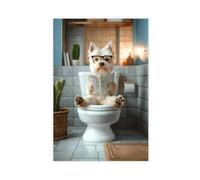GAPKJGTS West Highland Terrier Sitting on The Toilet Canvas Poster Wall Art Decor Print Picture Paintings for Living Room Bedroom Decoration 24x36inch(60x90cm)