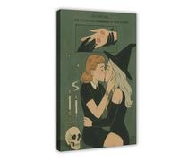 GAPKJGTS Witchy Lesbian Kiss Retro Queer Love Canvas Poster Wall Art Decor Print Picture Paintings for Living Room Bedroom Decoration 20x30inch(50x75cm)
