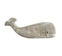 GAPLUM Rustic Wooden Carved Whale Tabletop Statue, Decorative Whale Figurine Carving Sculpture - Nautical Ocean Beach Coastal Themed Home Decor - 12''L
