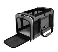 GAPZER Cat Carrier 18x11x11 Top Load Soft Pet Travel Bag Over 15 lbs, Collapsible Small Dog Puppy Crate 10 Pounds, Small Animal Rabbit Kennel Carrying Case, Kitten Mesh Cage Medium Cat Under 25 Grey